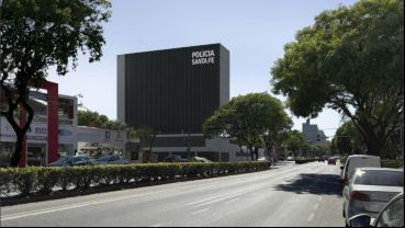 Un render que muestra como se vería el nuevo edificio policial.