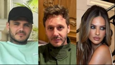 Se lo ve a Icardi sentado tomando mate, mientras que Benjamín está parado un par de pasos más adelante, mirando a su hijo menor jugar a la pelota.