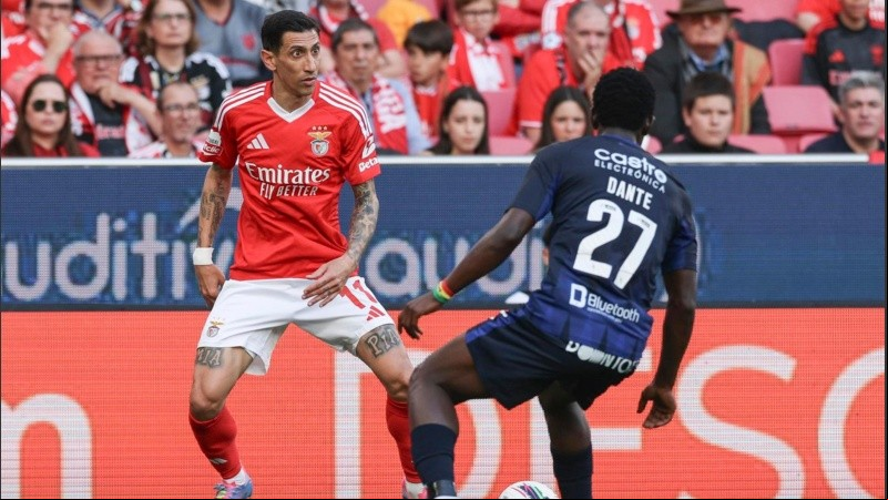 Ángel Di María con la camiseta del Benfica de Portugal durante la presente temporada europea.