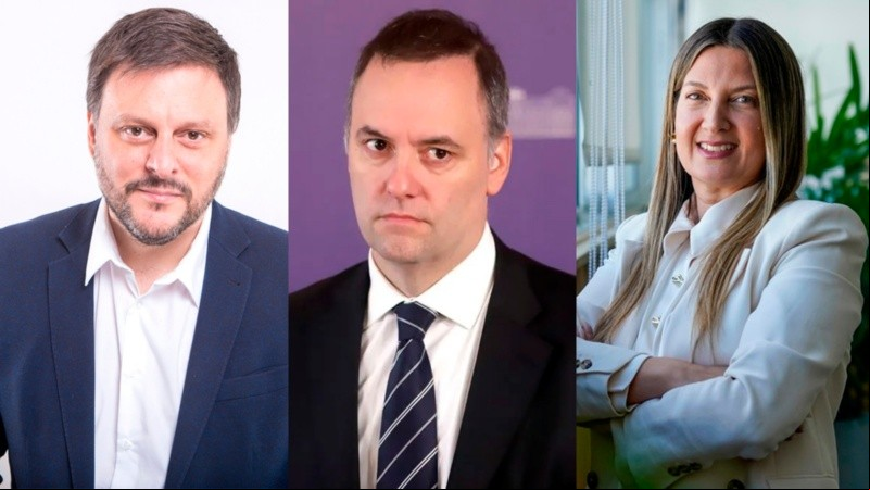 Leandro Santoro, Manuel Adorni y Silvia Lospenatto, los tres principales candidatos en las elecciones del domingo.
