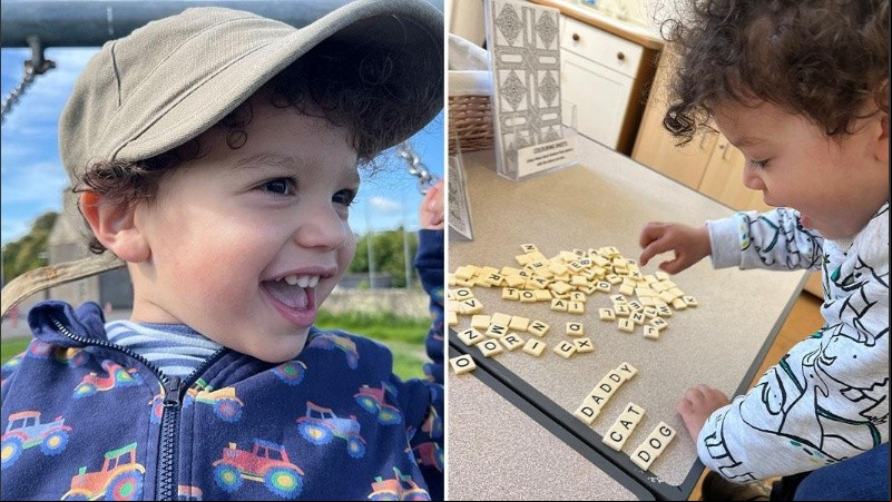El pequeño dijo su primera palabra a los siete meses.